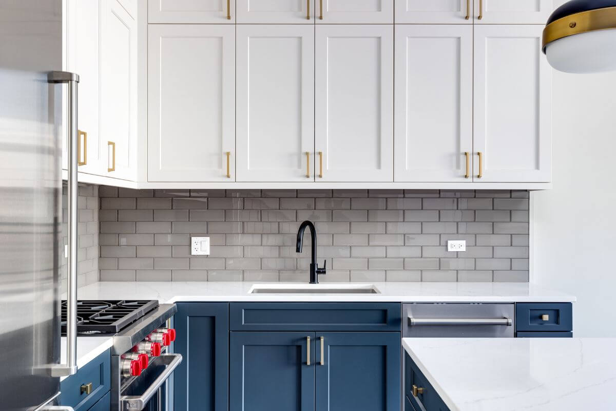 blue kitchen cabinets